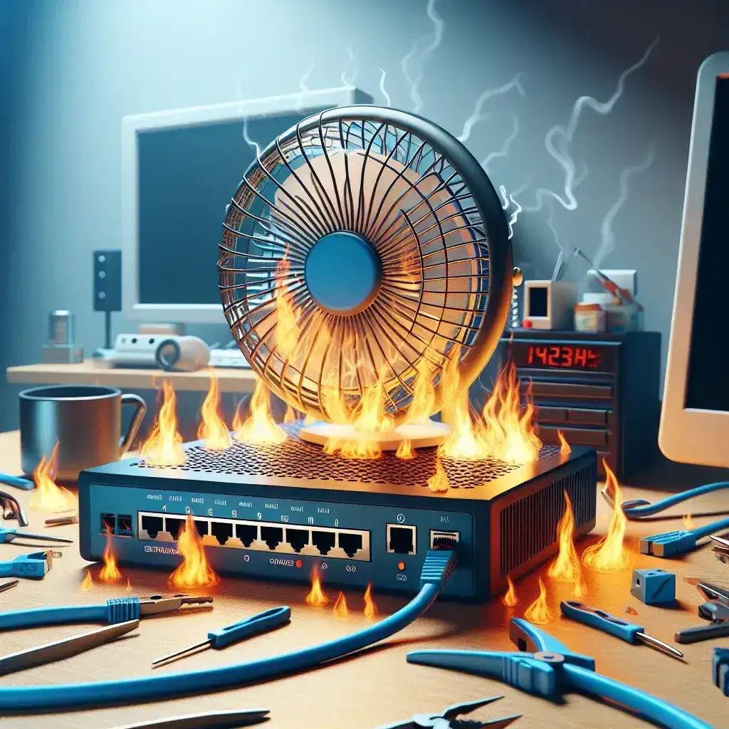 Why is my Ethernet router overheating, and how can I prevent it?